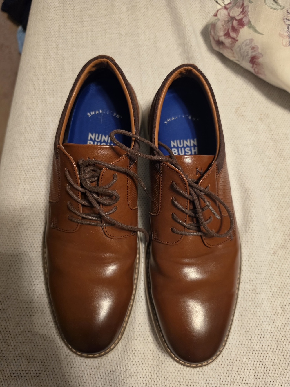 Nunn Bush Men's Cognac Brown Leather Derby Oxfords
